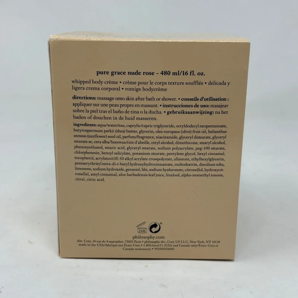 Philosophy Pure Grace Nude Rose Whipped Body Creme 16 fl oz Moisturizer New